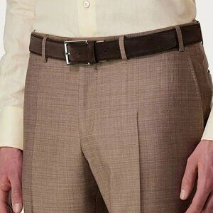 Canali Brown suede calfskin belt